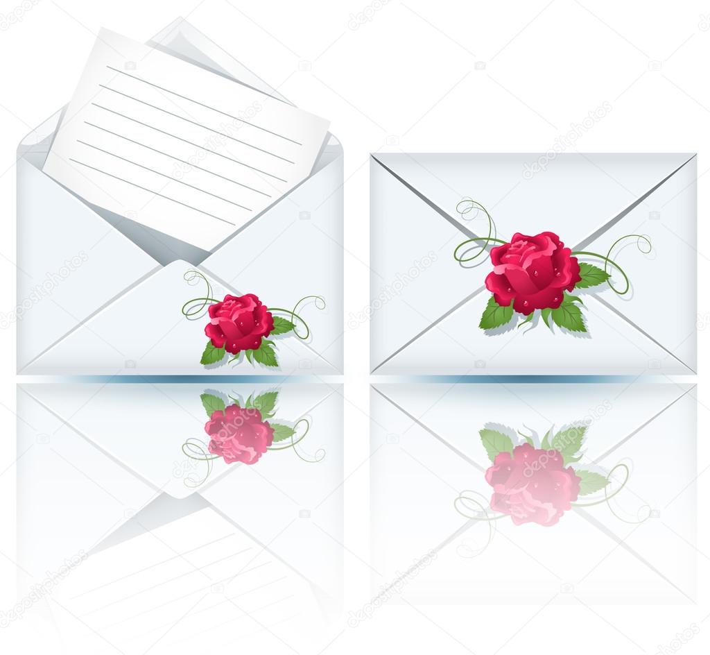 Two envelope and roses