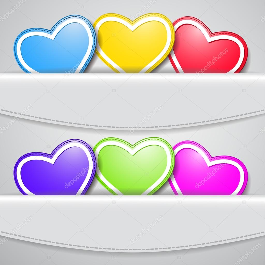 Set of colored hearts