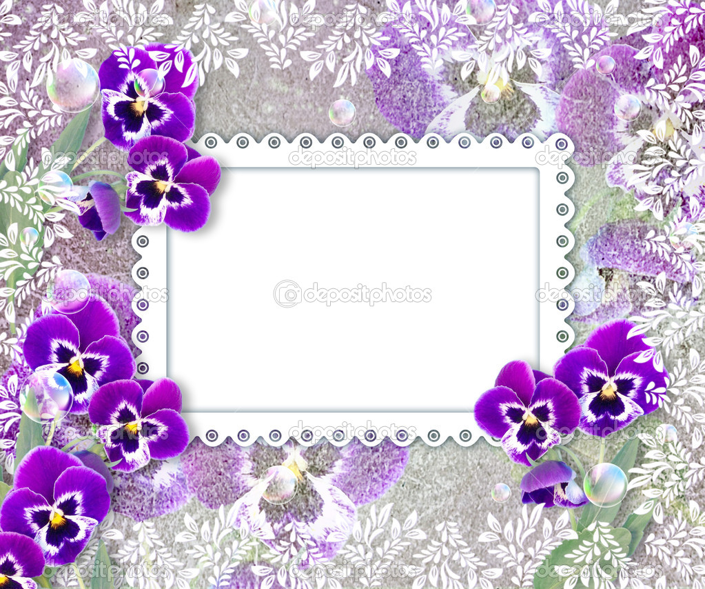Pansies and openwork frame