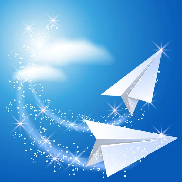 Dois aviões de papel — Vetor de Stock