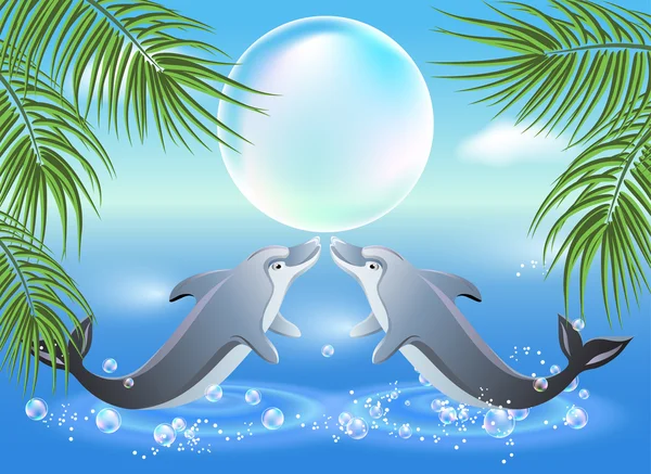 イルカは水から跳躍します。 — ストックベクタ