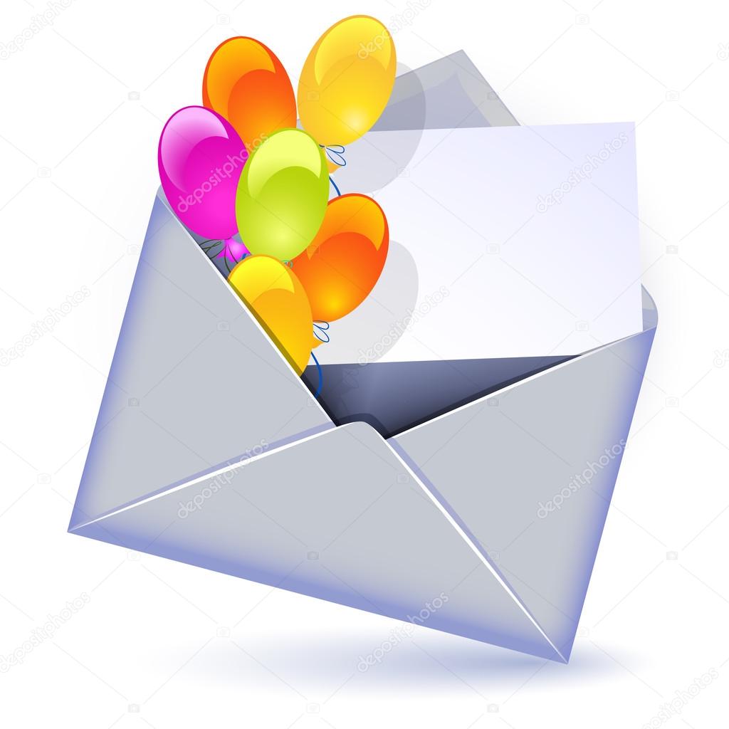 Envelope with balloons and letter — Stock Vector © Marisha 22681155