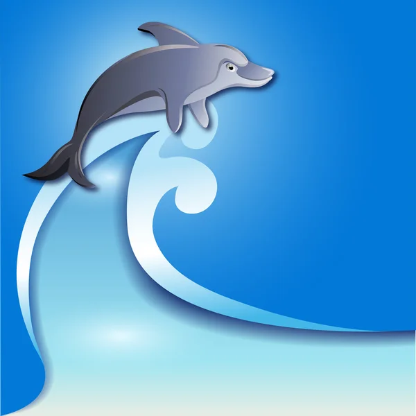 Dolphin on the wave — Stock Vector