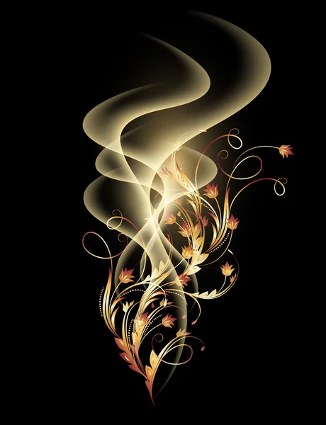 Fumée et ornement doré — Image vectorielle