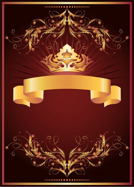 Lujoso adorno de oro y corona — Vector de stock