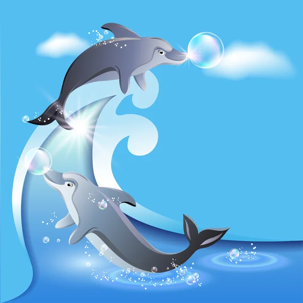 Flyer πρότυπο με δύο δελφίνια — Διανυσματικό Αρχείο