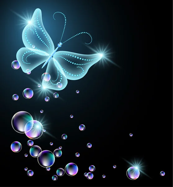 Transparante butterfly ' and ' bubbels — Stockvector