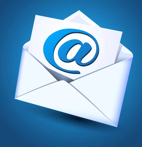 Sobres y papel con signo de correo electrónico — Vector de stock