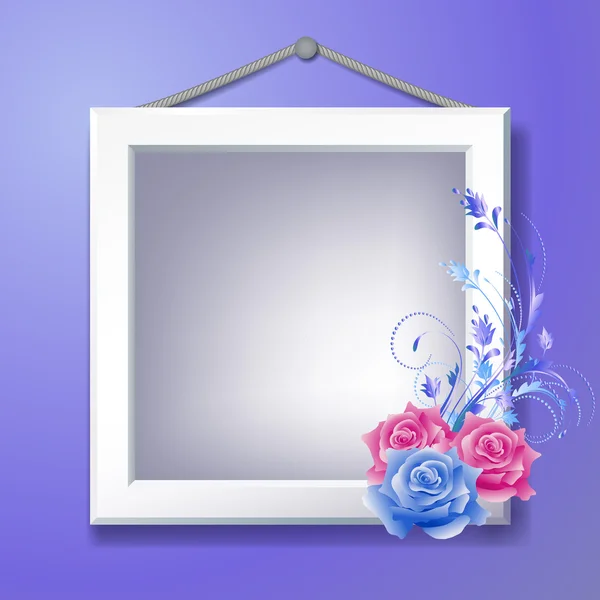 Photo frame and roses — Stock Vector