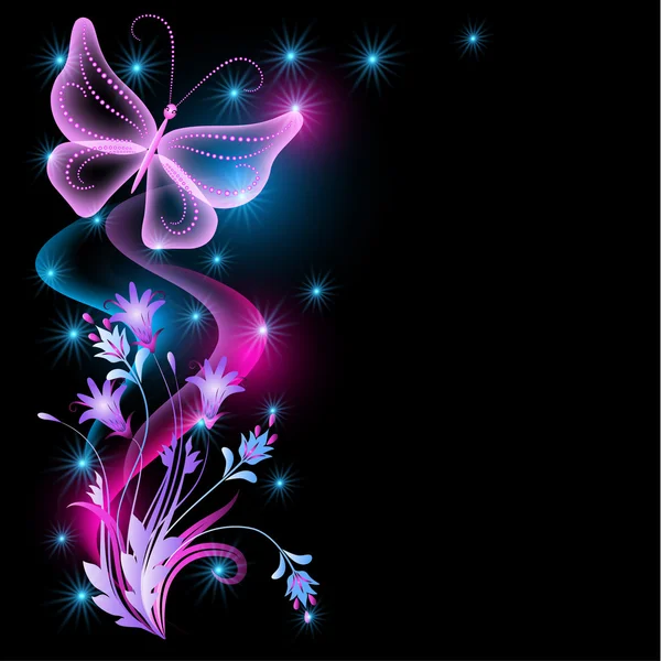 çiçek ve kelebek şeffaf