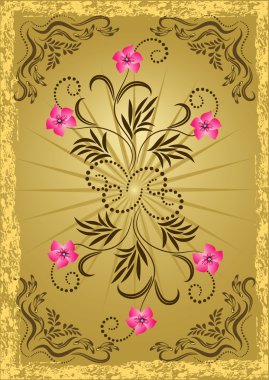 Card in retro style with meadow flower