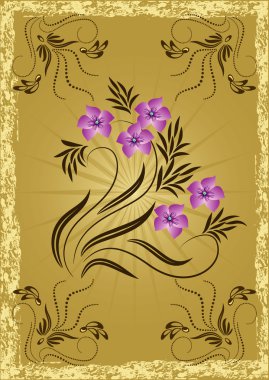 Card in retro style with meadow flower