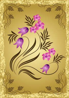 Card in retro style with meadow flower