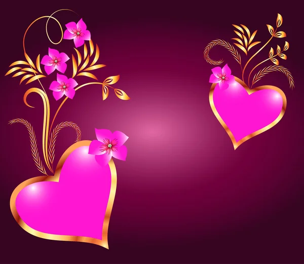 Tarjeta con corazones decorativos — Vector de stock