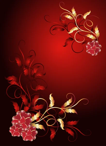 Abstrato floral fundo vermelho — Vetor de Stock