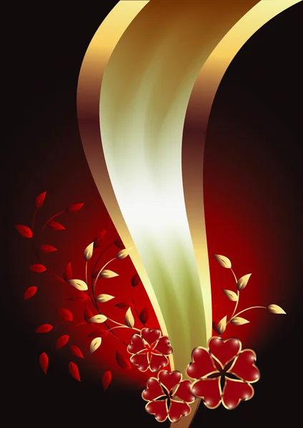 抽象的な花赤い背景 — ストックベクタ