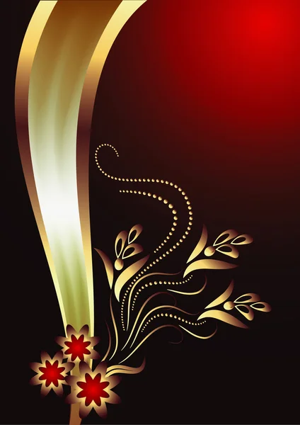 Fondo rojo floral abstracto — Vector de stock