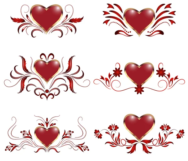 Набор декоративных сердец — стоковый вектор