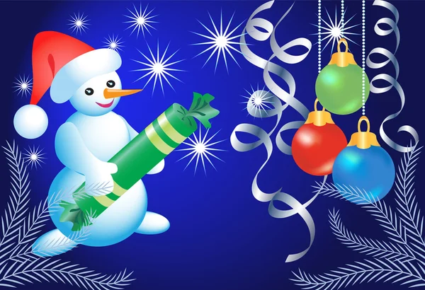 Christmas card with snowmen — Stock Vector