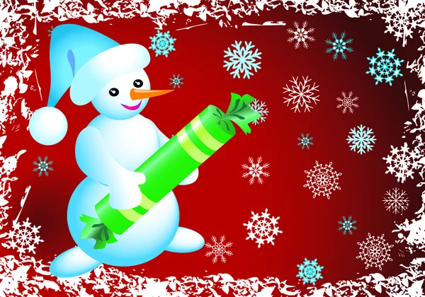 Julkort med snögubbe — Stock vektor