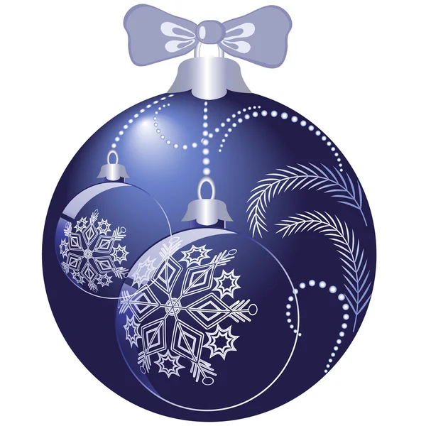 Glanzende blauwe bal met Kerstmis — Stockvector