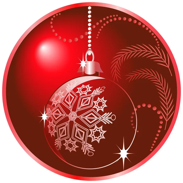 Brillante bola de Navidad roja — Vector de stock