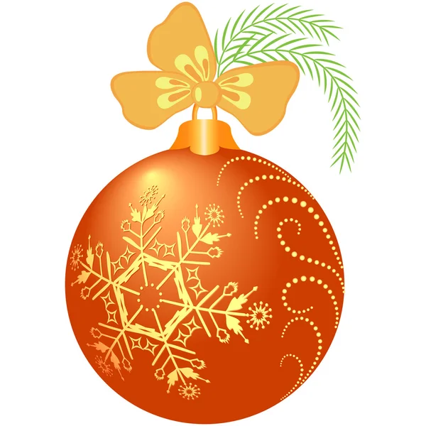 Glanzende Oranje Kerst bal — Stockvector