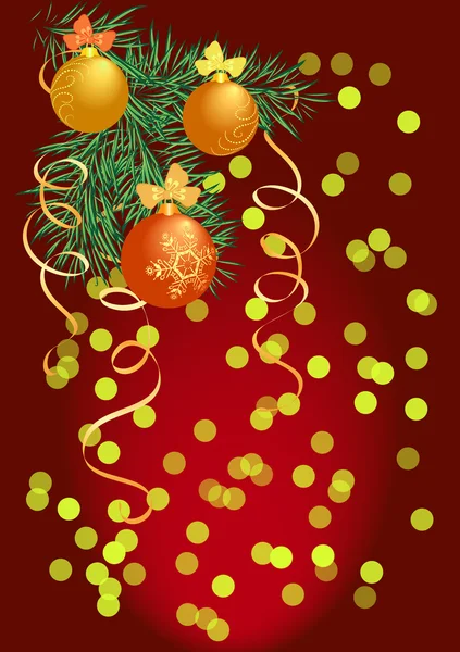 Boules de Noël colorées sur fond rouge — Image vectorielle