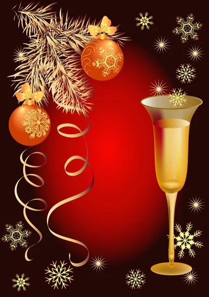 Weihnachtskarte mit Weinglas — Stockvektor