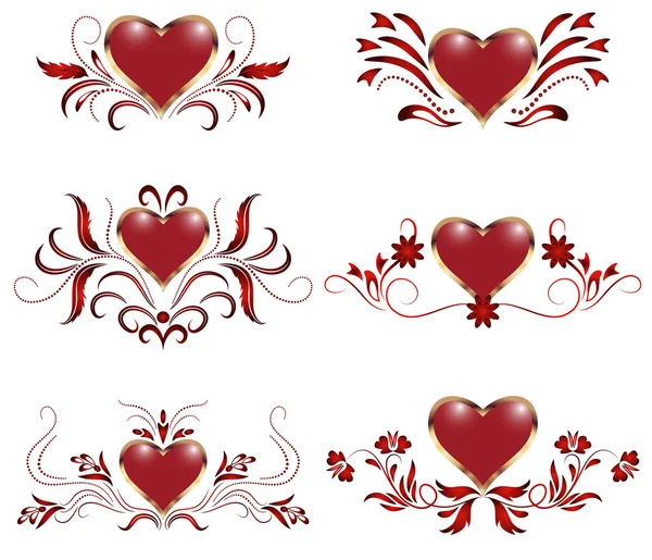 Set of decorative hearts — Stock Vector