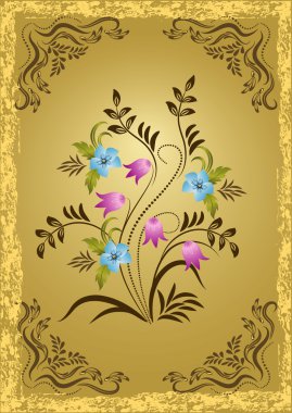 Card in retro style with meadow flower