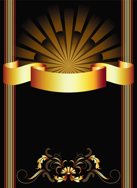 Golden ribbon on dark background — Stock Vector