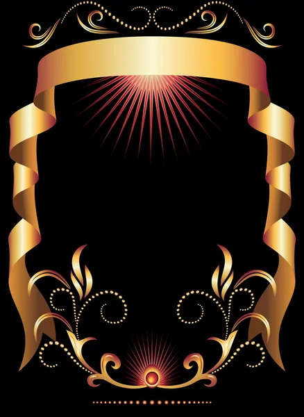 Ruban doré sur fond sombre — Image vectorielle