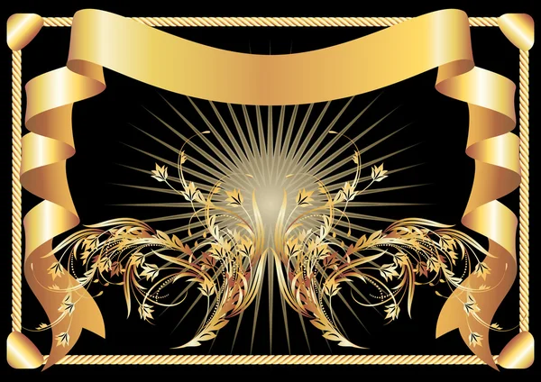 Golden ribbon on dark background — Stock Vector