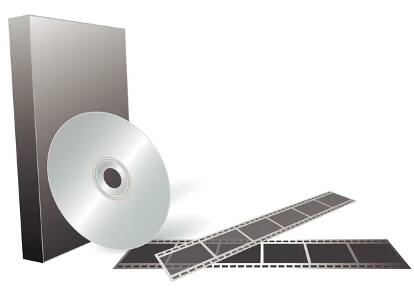 DVD, coffret et bande de film — Image vectorielle