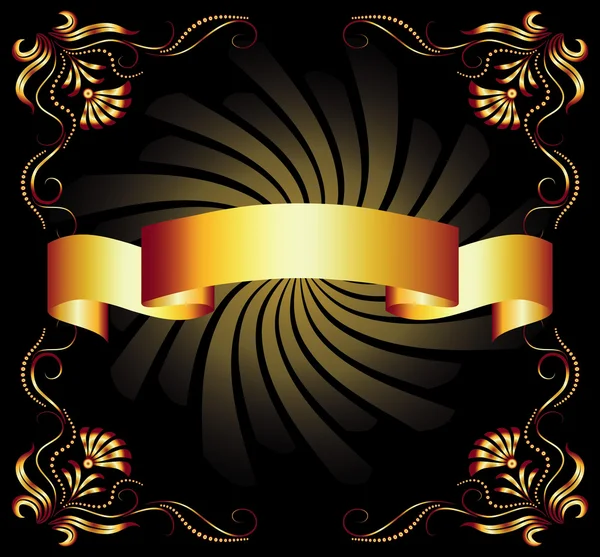 Golden ribbon on dark background — Stock Vector