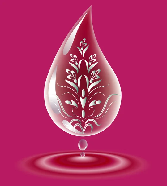 Abstract water drop with floral elements — Stock Vector