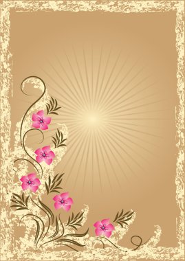 şekil - retro tarzı çayır çiçekli kart