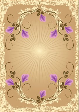 şekil - retro tarzı çayır çiçekli kart