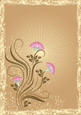 şekil - retro tarzı çayır çiçekli kart