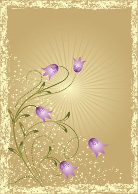 şekil - retro tarzı çayır çiçekli kart