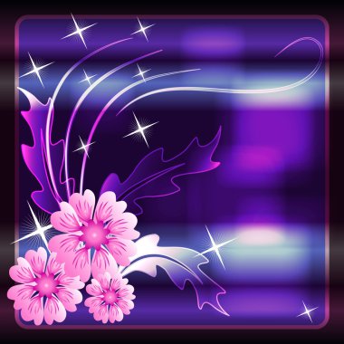 çiçekler ve yıldızlar ile stilize kartpostal