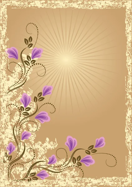 図 - 草原の花でレトロなスタイルのカード — ストックベクタ