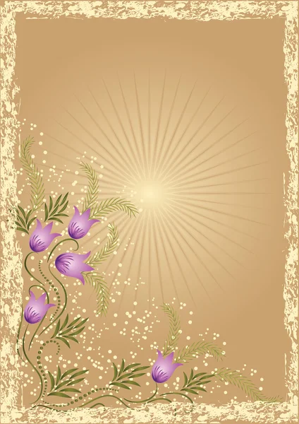 şekil - retro tarzı çayır çiçekli kart