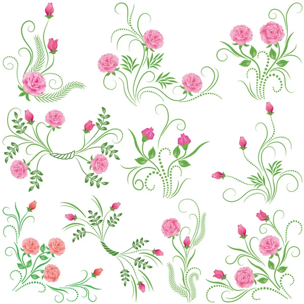 Set of ten bouquets roses Royalty Free Stock Vectors