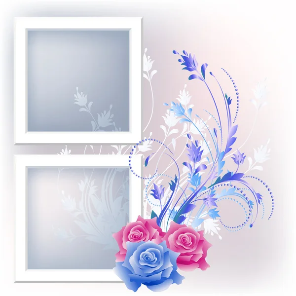 相框和鲜花 — 图库矢量图片