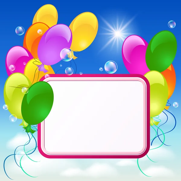 Tarjeta de felicitación con globos — Vector de stock