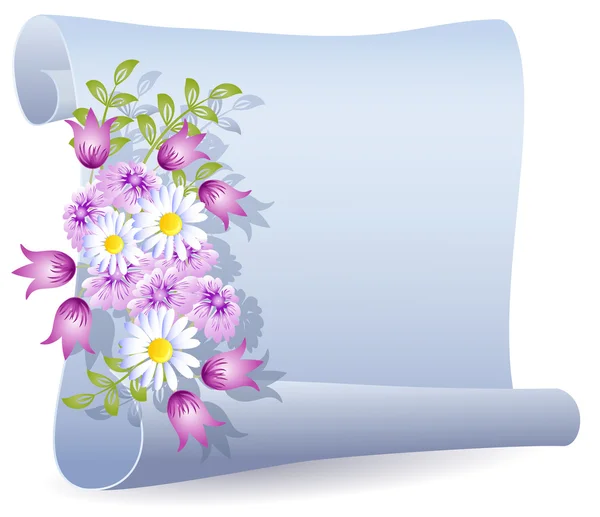 Perkament met bloemen — Stockvector