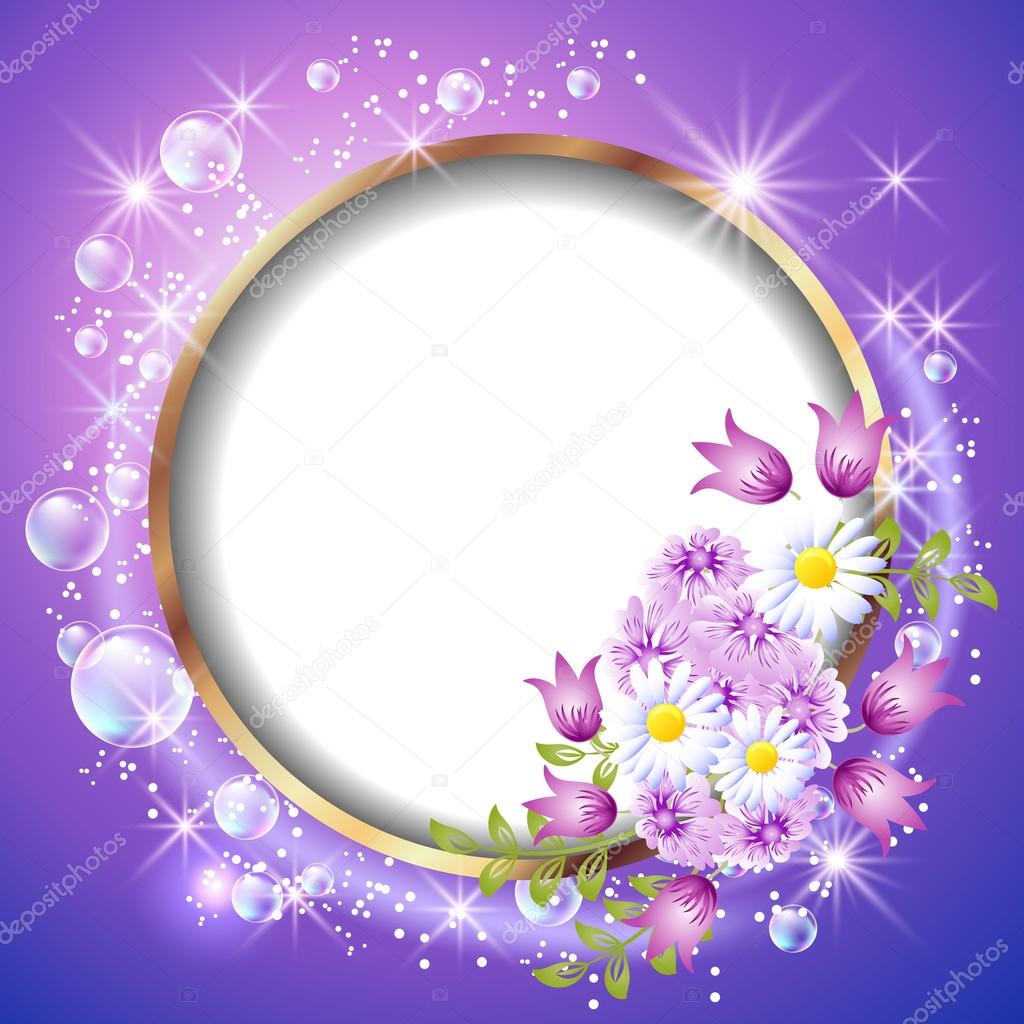 Round frame and flowers