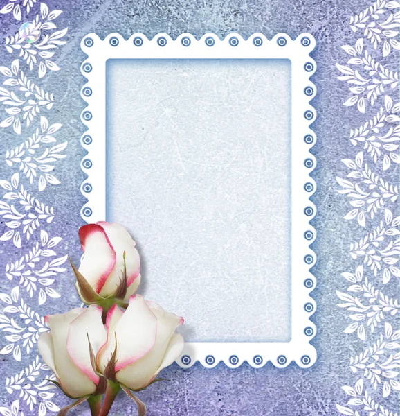 Roses and openwork frame — Stock Photo, Image